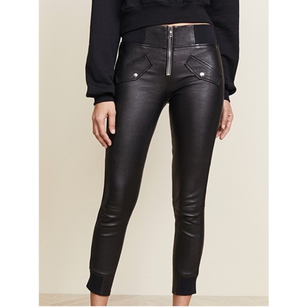 NWOT RtA Zelda Women's 100% Lambskin Stretch Leather Pants Size 26‎ Black